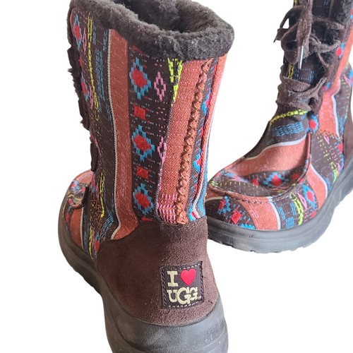 Ugg I Heart Lacy Boots Winter Tribal Bohemian Size 9 - Picture 4 of 6