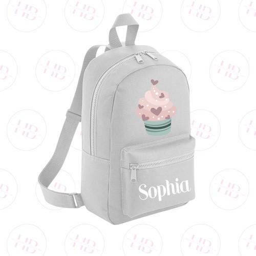 Personalised Heart Cupcake Backpack Nursery Rucksack Kids Back To School Bag - Picture 4 of 12