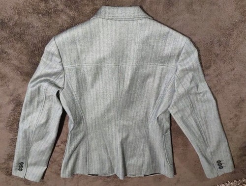 Express Stretch Womens Sz 5/6 Gray Striped Structured Blazer / Jacket VERY NICE! - Picture 12 of 22