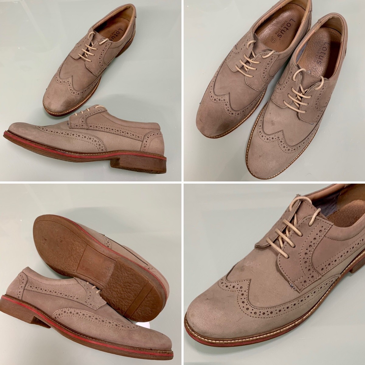 Ex Con Mens Lotus Salisbury Grey Tan Leather Lace Up Oxford Brogues Shoes UK 11