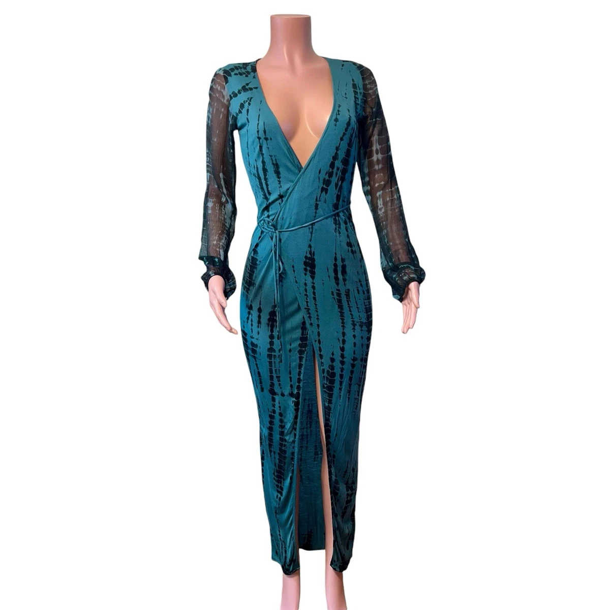 long sleeve mini slip dress Black Lurex Chiffon Flowy Long Sleeve Mini Dress