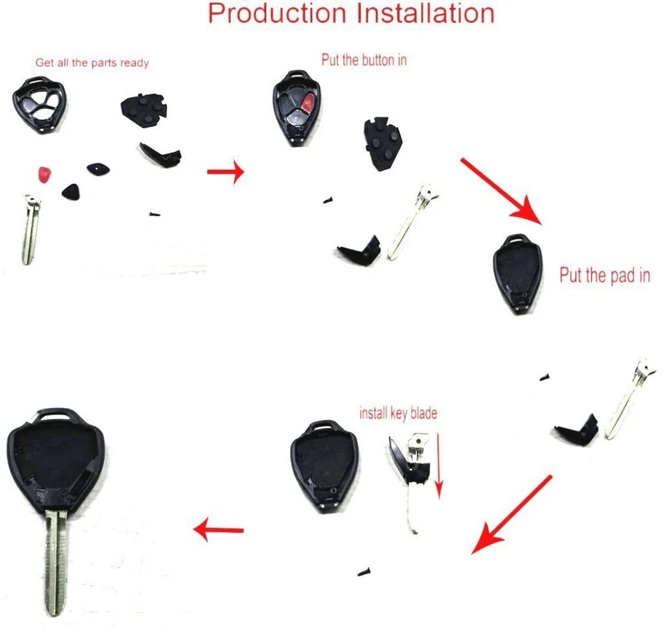 TOYOTA Avalon 2008-2012 Remote Key Shell Repair Kit DIY NO Locksmith Needed A+ - Image 2 of 3