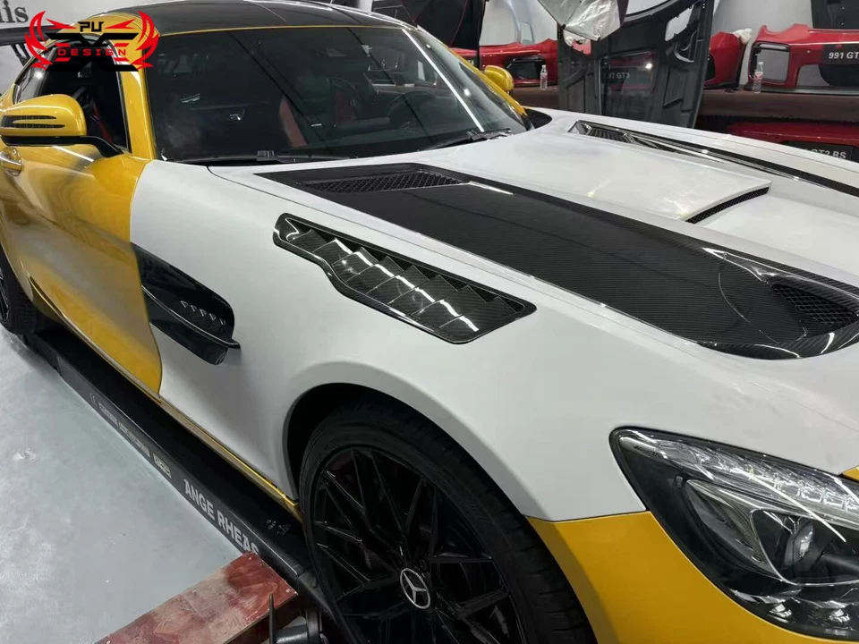 Parachoques delantero de fibra de carbono seco apto para Mercedes Benz AMG GT GTS GTC guardabarros lateral Foto 2 de 4