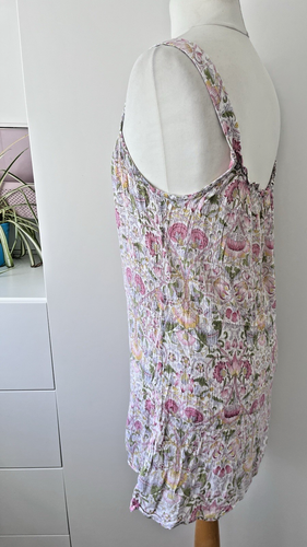 Next Morris & Co Print Strappy Crepe Short Swing Tunic Dress Size 16 Pink - Picture 7 of 13