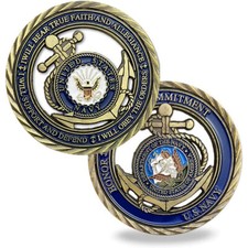 1pc Bronze Hollow Collector's Medallion Challenge Coin U.S. Navy Core Values