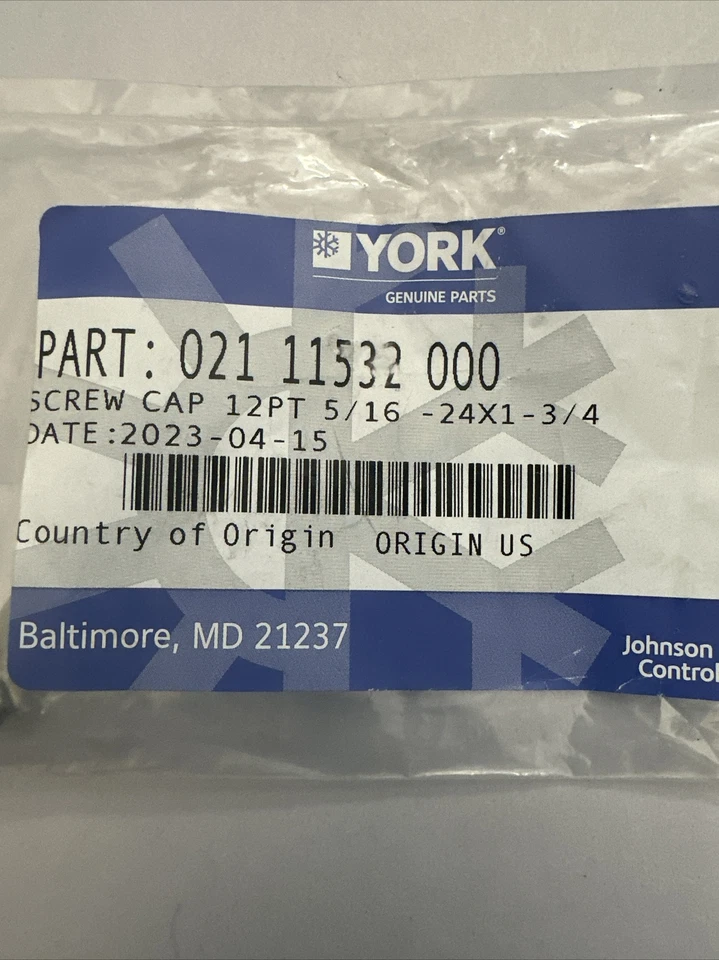 NUEVO York Tapón de rosca 12PT 5/16-24x1-3/4 021-11532-000 | NT192 Foto 2 de 4
