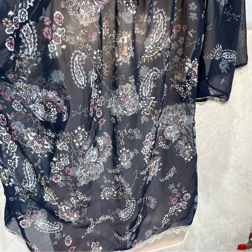Y2k sheer babydoll shirt blouse womens medium paisley lace trim boho fairy - Picture 4 of 8