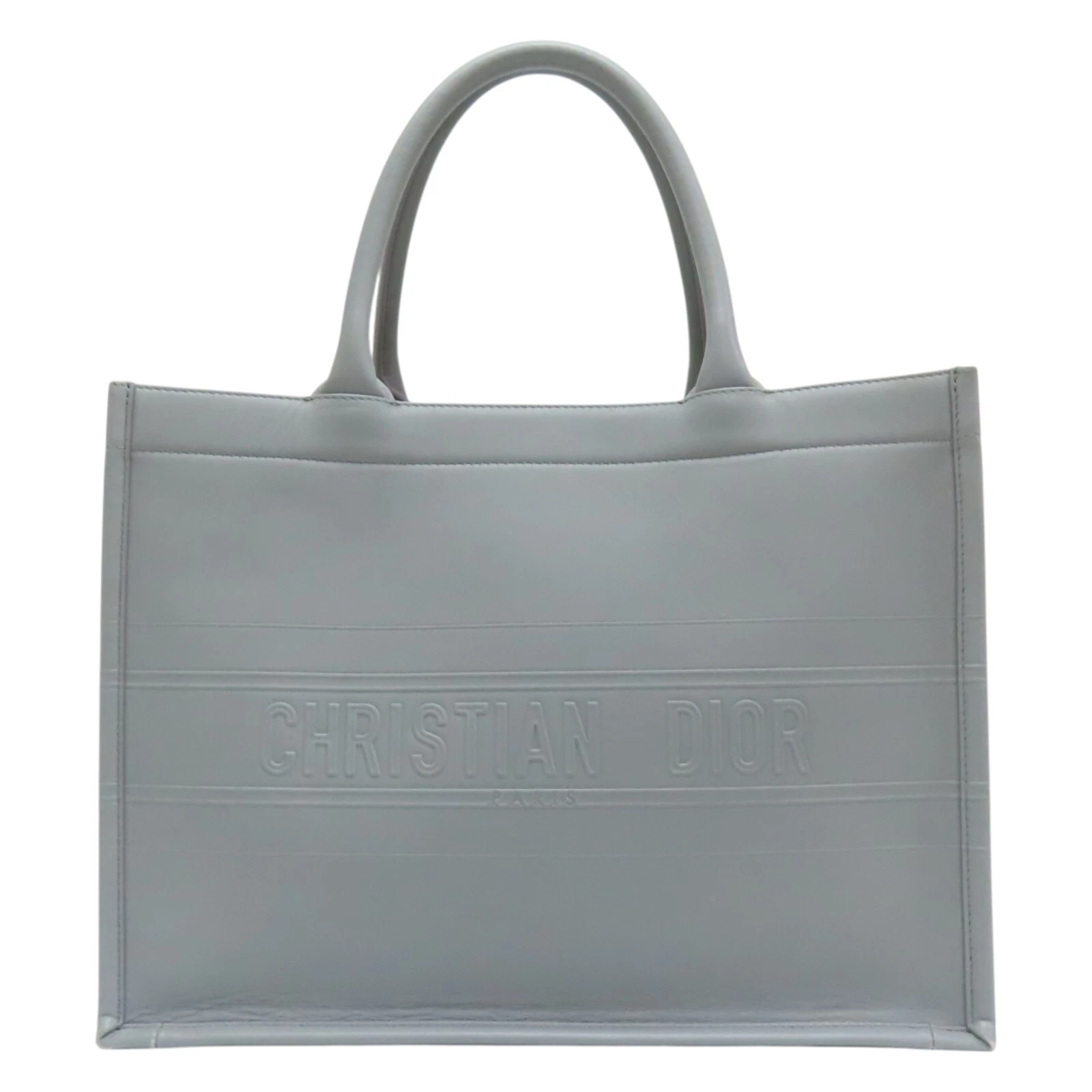 Sac à main fourre tout Dior Book gris cuir de veau gaufré