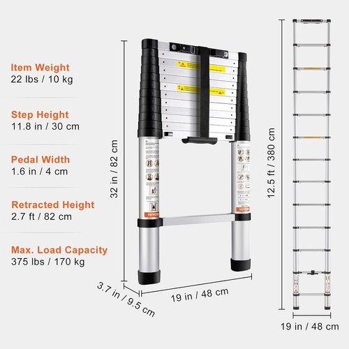 Escalera Telescopica De Aluminio Plegable Para Trabajo 10,5 Torten Fuß 330 Waagen - Bild 3 von 6