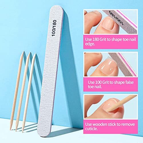 Toe Nail Tips with Nail Glue Press On Toenails for Women, False Toenails Clear - Picture 4 of 7