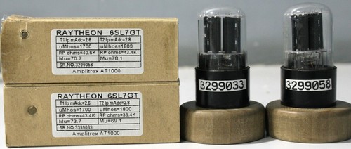 Tube électronique 6112 Raytheon (équivalent CV5007, 6SL7GT) - NOS (Neuf Old Stock) - 1 Pièce
