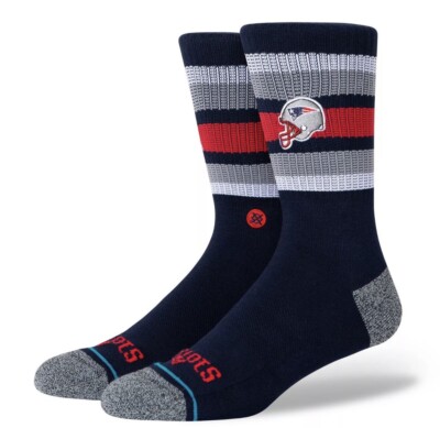 New England Patriots Stance NFL Backfield Logo Crew Socks Men's Large 9-13 NWT