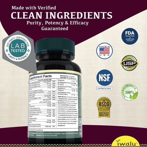 Brain Vitamin Mineral Capsules - Mitochondrial Energy & Brain Health Supplement - Picture 5 of 12