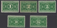 US Scott # JQ1 thru JQ5 - COMPLETE Set - Mint H                         (P-7084)