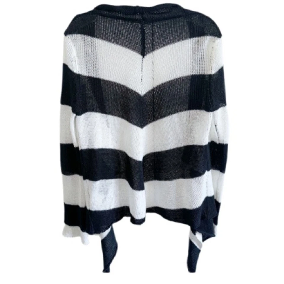 Rip Curl Cardigan Black/White Wide Stripe Open Front Sz Small/8 - Image 2 of 4