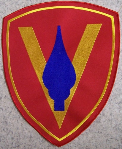 Embroidered Military Patch Extra Large USMC 5th Division NEW 9 1/2" x 11 1/2"
