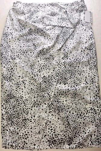 New Nine West Skirt Women's M Below Knee Faux Wrap Lightweight Satin white Black - Picture 16 of 17