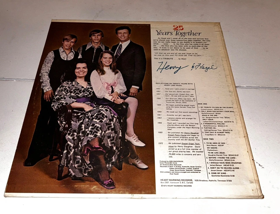 Henry & Hazel Slaughter Tribute To God Be The Glory Gospel Music Record LP 22S33 - Image 2 of 4