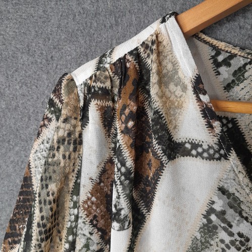 H&M Womens boho top peasant blouse Size 14 snakeprint long sleeves semi-sheer - Picture 3 of 20