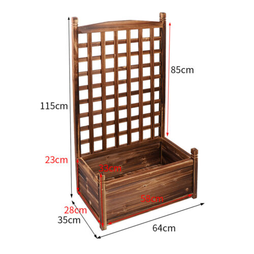 Indoor Outdoor Large Raised Bed Planter Box with Trellis Weather-Resistant Wood - Picture 8 of 26