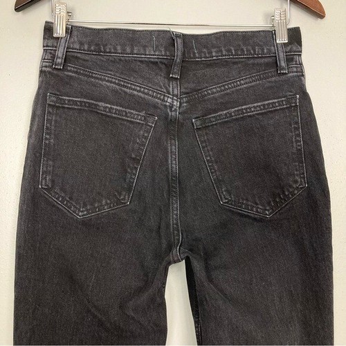 Jeans Abercrombie & Fitch svasati a vita alta donna taglia 4 corti cuciture anteriori neri - Foto 5 di 7