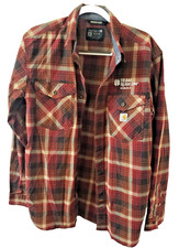 Carhartt Button Down Shirt Red Rugged Flex Relaxed Fit Long Sleeve Work Medium