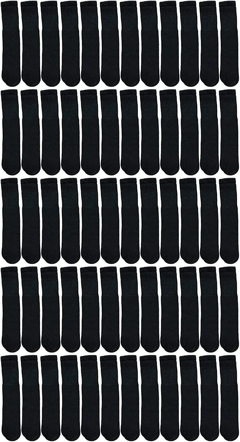 Mens Athletic Cotton Tube Socks, Bulk Pk Referee Socks,Size 13-16, 240 Pk Black