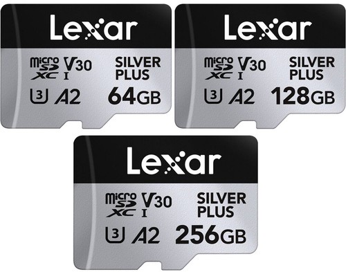 Carte mémoire flash Lexar Micro SD Professional ARGENT PLUS 64 Go 128 Go 256 Go - Photo 1 sur 10