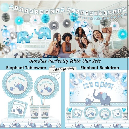 Elephant NEW 178 pcs. Baby Shower Party Decorations Kit - ITS A BOY - Sealed - Picture 5 of 6