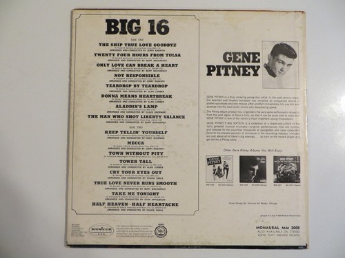 Gene Pitney – Gene Pitney's Big Sixteen - LP 1964 Musicor - Pop Rock - Picture 3 of 8
