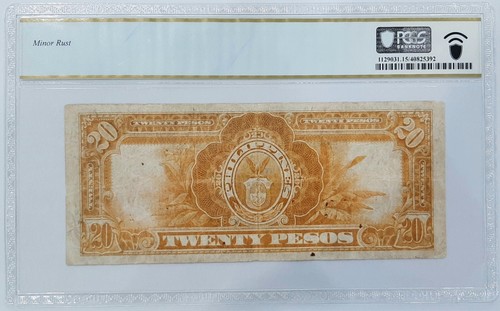 1936 Philippines Commonwealth 20 Pesos Banknote Mayon Volcano PCGS Hard To Find - Picture 2 of 3