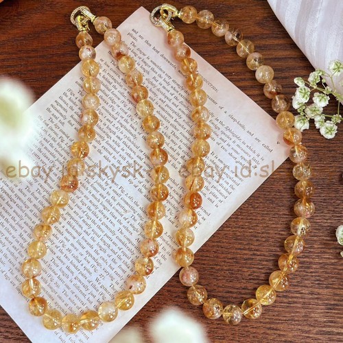 Natural Citrine Necklace 6/8/10mm Round Gemstone Beads Healing Balance Women Men - Picture 6 of 26
