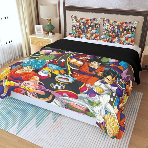 New! Anime - DragonBall Z Print Duvet Cover Set 3Pcs Quilt Cover & Pillowcase - Picture 2 of 5