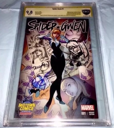 SPIDER-GWEN #1 J.SCOTT CAMPBELL VARIANTE DE COLOR CBCS 9.8 SS FIRMADO Y ESBOZADO - Imagen 10 de 12