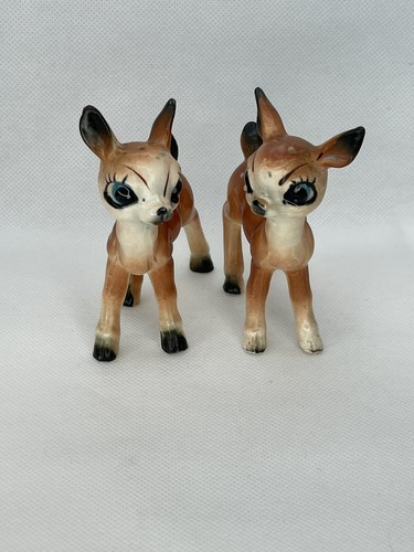 Vintage  Set of 2-Fawn Baby Deer w/ Spots Salt And Pepper Shaker Set. Made Japan - Foto 8 di 8