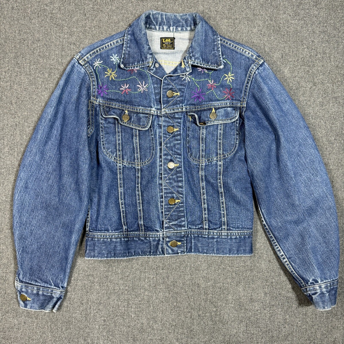 Vtg 70s Lee Rider Sanforized 101-J Denim Jacket 36 Reg Small