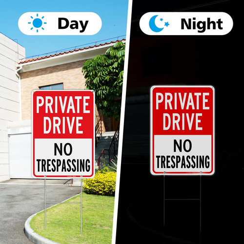 Private Drive No Trespassing Signs, 14 X 10 Inches, Aluminum, 2-Pack - Picture 4 of 12