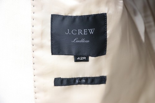 J. Crew Ludlow Slim Cotton Linen Cream White Two Button Suit Flat Hemmed SZ 42R - Picture 9 of 11