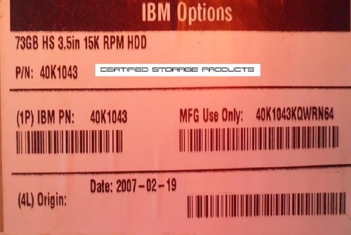 NUEVO IBM 73GB SAS Disco Duro con Bandeja Opción 40K1043 pn 26k5841 FRU 39R7348 CAJA MFG - Imagen 5 de 5
