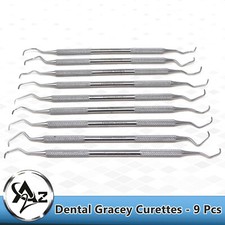 GERMAN SET OF 9 PCS PERIODONTAL GRACEY CURETTES KIT DENTAL SURGICAL INSTRUMENTS