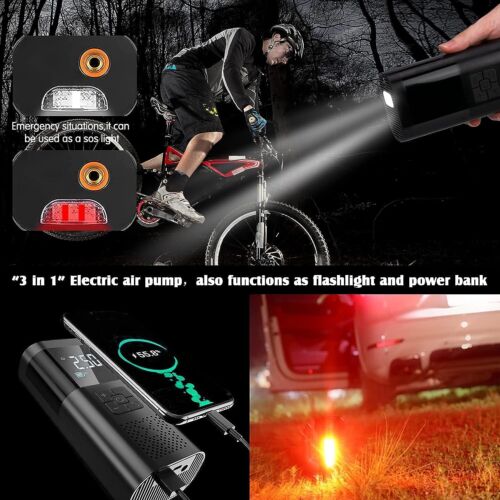 Tyre Inflator Portable Air Compressor, Led Light for Cars Bikes Motorcycles Ball - Picture 5 of 20