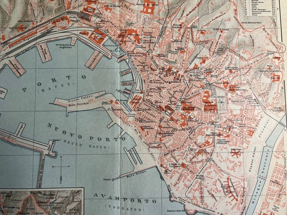 1885 - Genoa Italy - Vintage Geography Map ORIGINAL 11.5 x 9.5" - C11 - Image 2 of 3