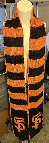 SF Giants 90" Long By 8" Wide Hand Made Knit Crocheted Winter Scarf - Picture 1 of 7