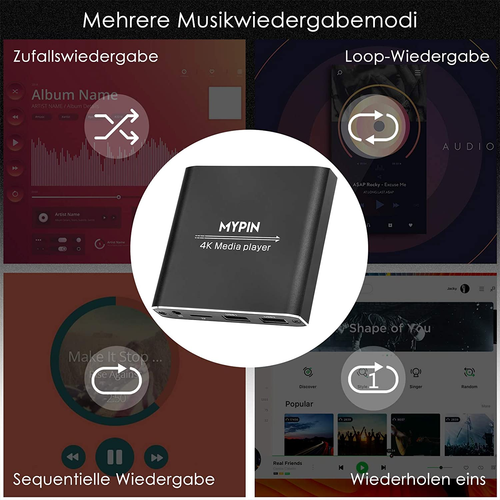HDMI Multimedia Player 4K@30Hz Digital Media Player Hdmi/AvAusgang PPT MKV AVI R - Bild 8 von 10
