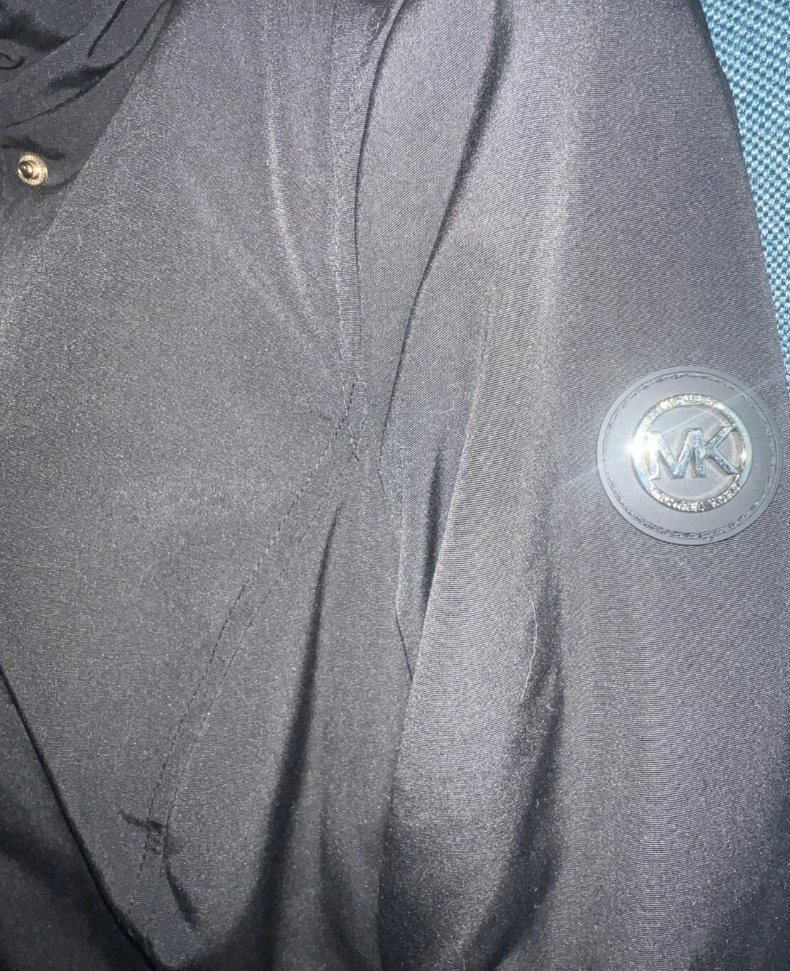 Michael Kors giacca cappotto cappuccio imbottito pelliccia sintetica orlo piumino nero taglia XS $229