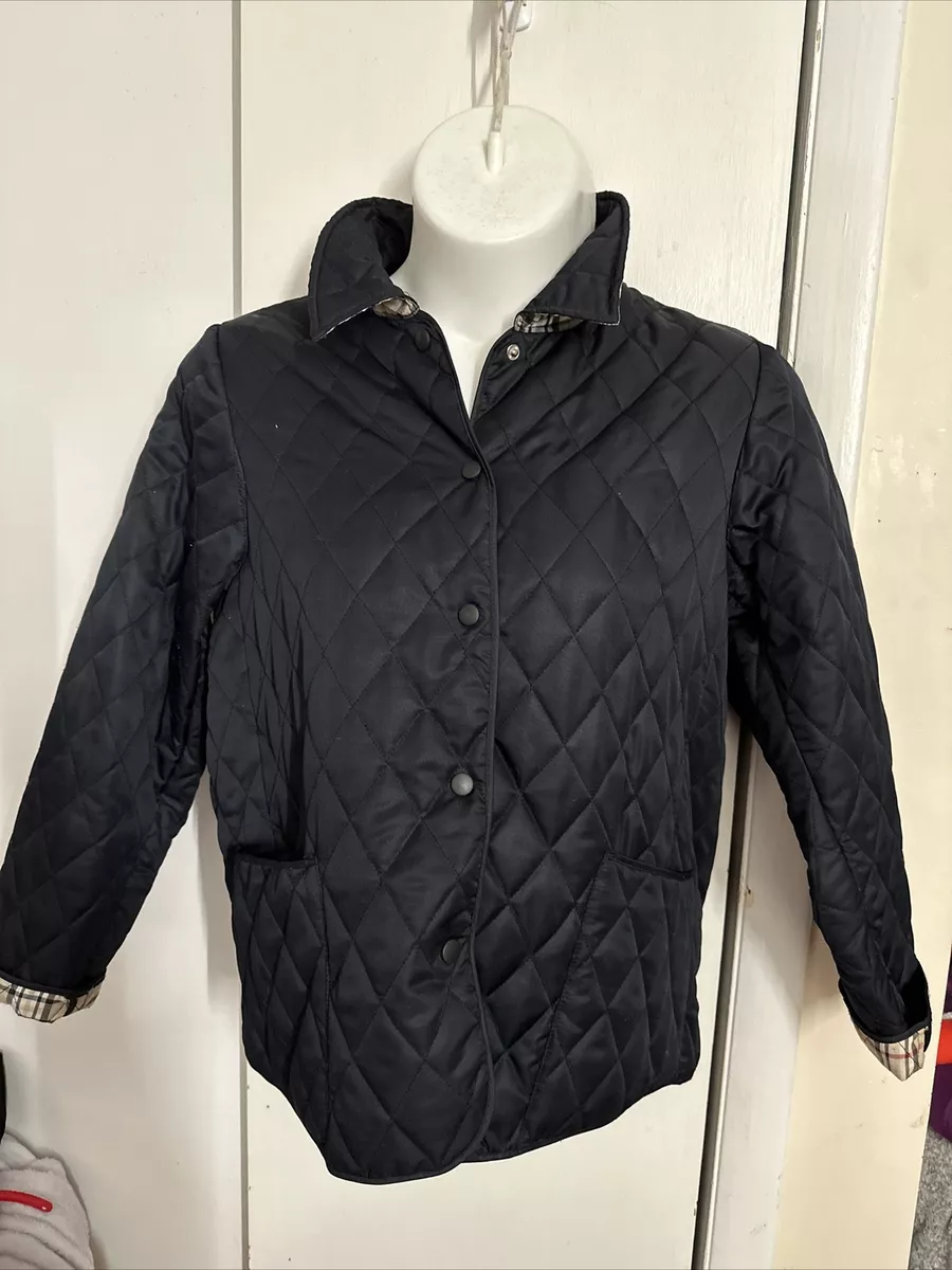 Fitz Barney Womens Jacket Nylon Black Quilted Plaid Lining