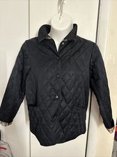 Fitz & Barney Womens Jacket Nylon Black Quilted Plaid Lining Pockets Size Large