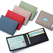 Men Women RFID Driver License Holder Slim Front Pocket Wallet Leather Card Case