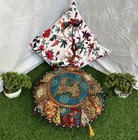 Vintage Patchwork Cushion Cover Handmade Round Floor Pillows Case Cover Brown US