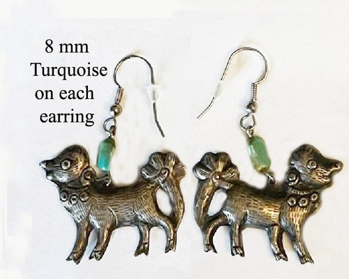 Vintage Chinese Double-sided Silver Dog Dangling Earrings - Picture 10 of 11